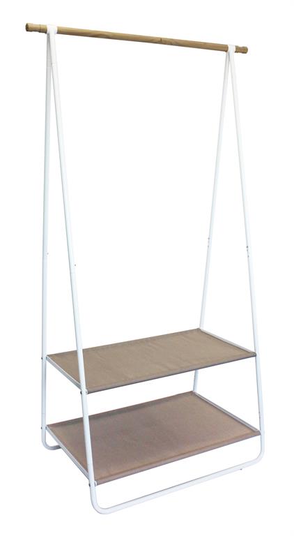 Portant en bois métal et textile blanc 55x95x171cm
