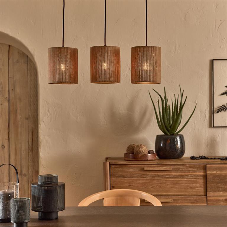 Suspension électrifiée triple en bambou L61cm - naturelPIANA