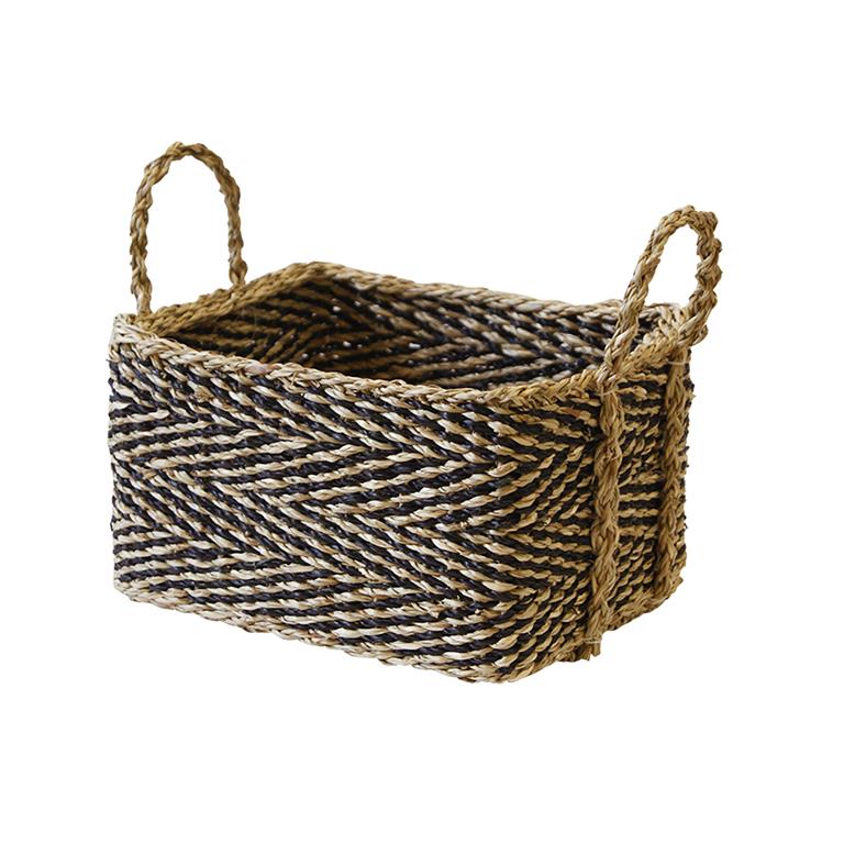 Panier de rangement en jonc de mer tressé 24x19x13cm