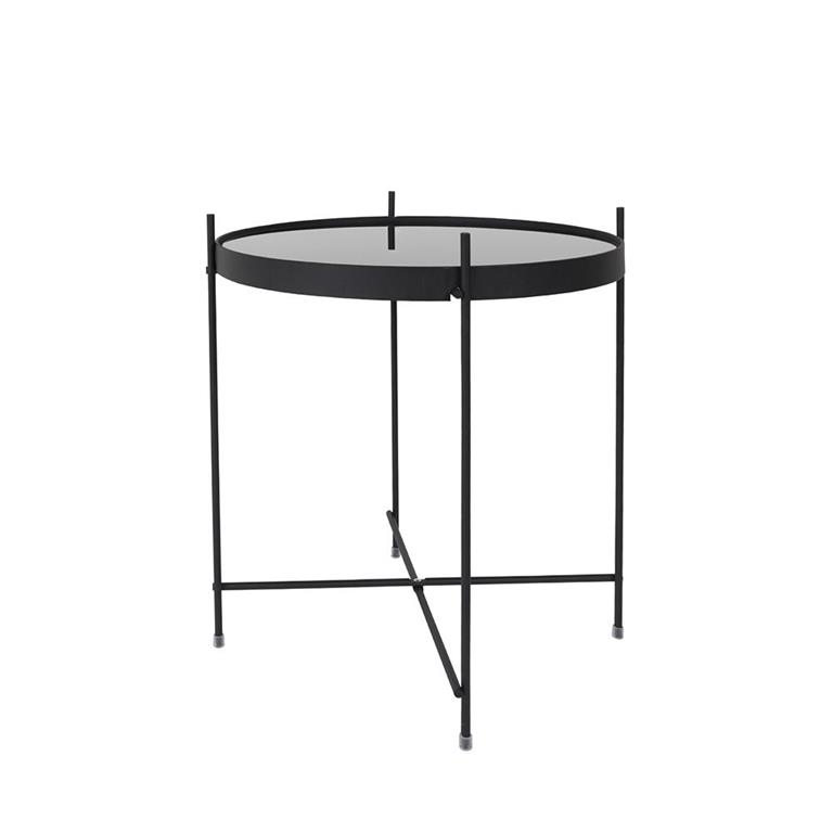 Table basse en verre et acier laqué noir