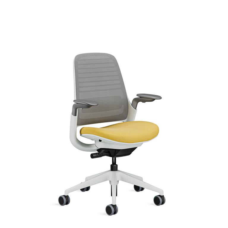 Chaise de bureau ergonomique en tissu jaune 66 x 64 x 92