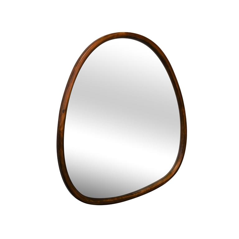 Miroir organique en bois de sapin 85 cm couleur noyer