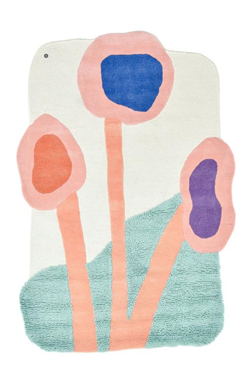 Tapis tufté main en laine vierge - multicolor 140x200 cm