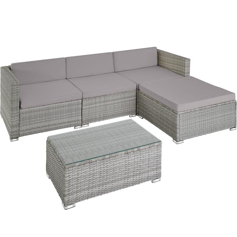 Salon de jardin FLORENCE 4 places gris clair/gris foncé