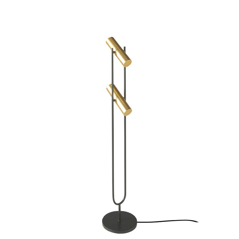 Lampadaire en acier inox noir et or