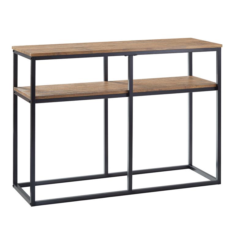 Table console cadre en métal noir avec 2 étagères
