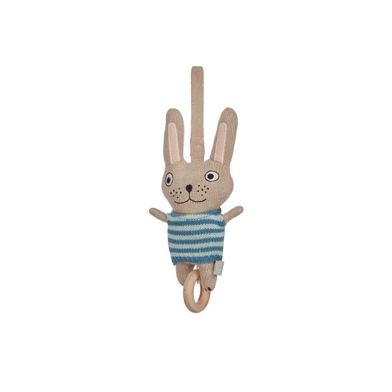 Mobile musical bleu en coton H24x13x6cm