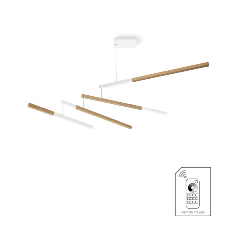 Mobile suspension tasso nez dimmable en bois blanc