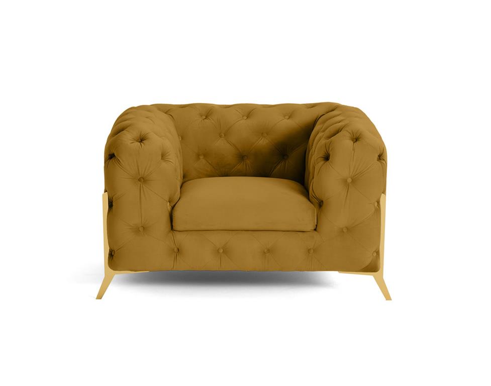Fauteuil en velours jaune