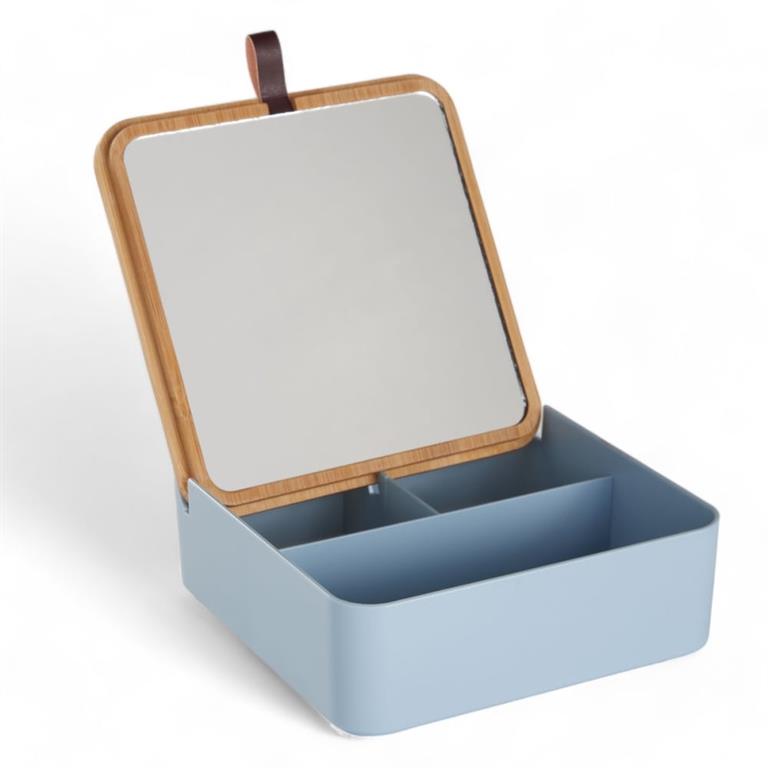 Boîte de rangement rectangulaire avec miroir  14x5cm