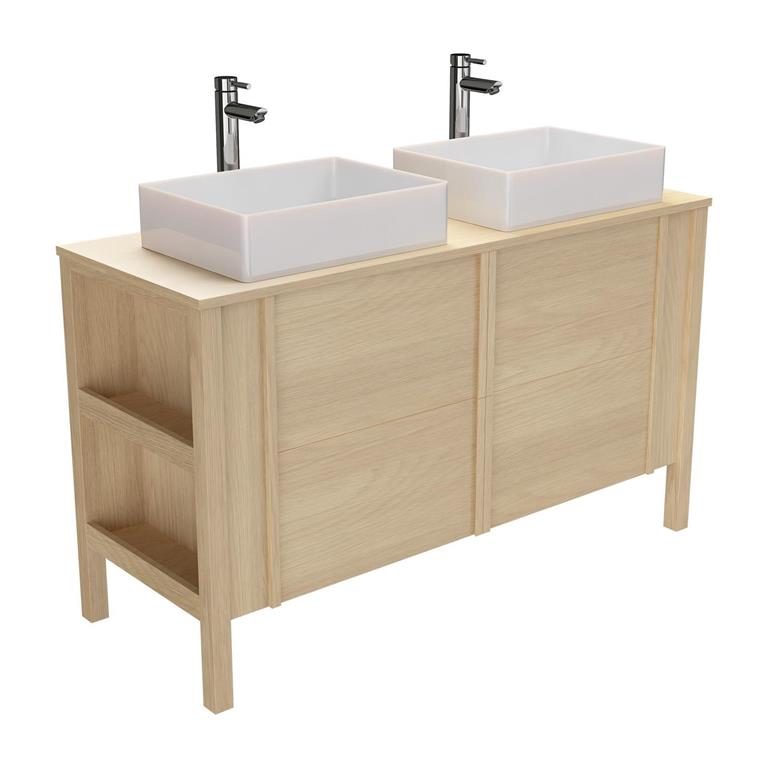 Meuble double vasque 130cm chêne  portes lisses 