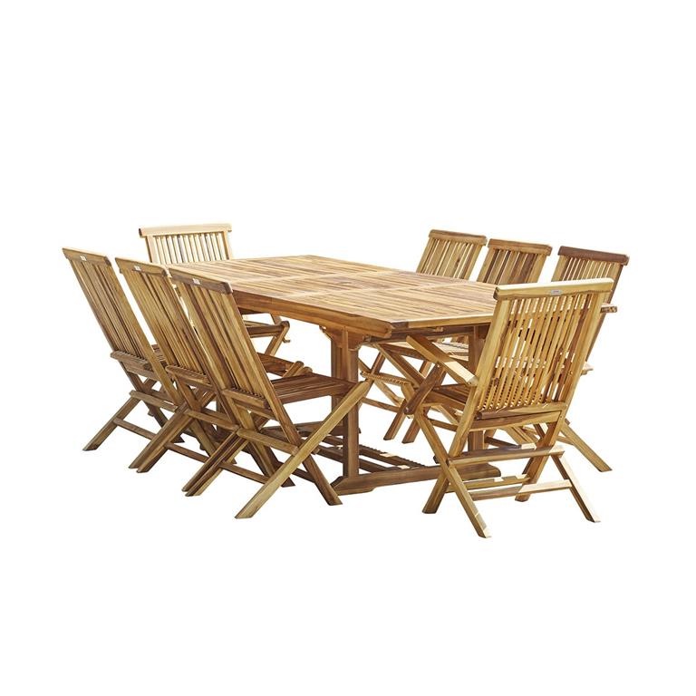 Salon de jardin en teck massif extensible 8/10 pers