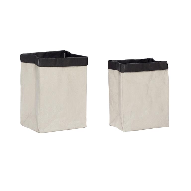 Set de 2 Panier à linge en papier gris et noir