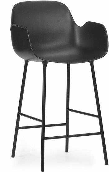 Chaise de bar avec accoudoirs en acier et pp noir 65 cm