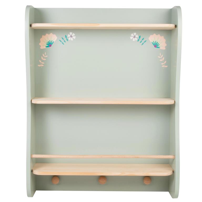 Etagère murale verte et beige