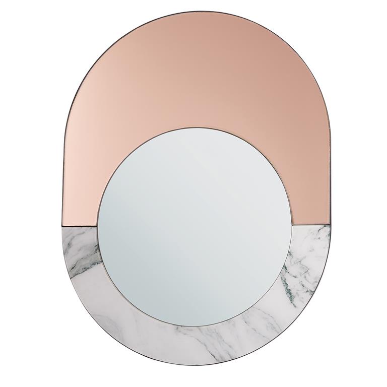 Miroir en verre rose doré 65x50