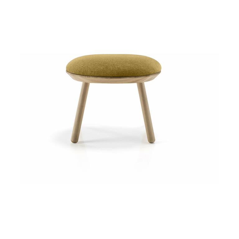 Tabouret en frêne et tissu jaune Naïve - Emko