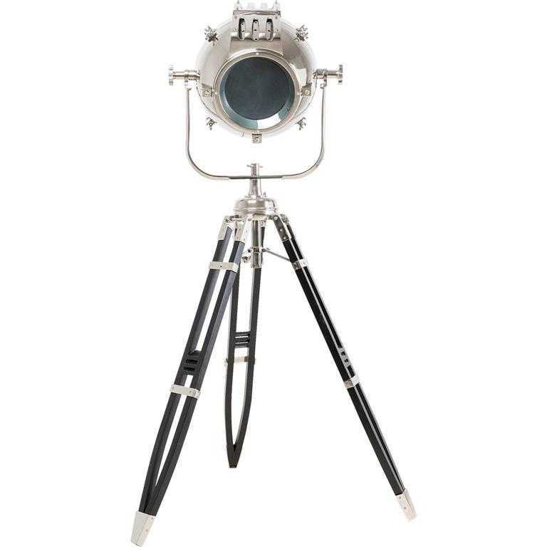Lampadaire projecteur en acier et manguier H230