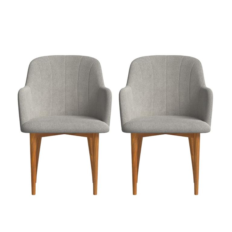2 Chaises avec tissu recyclé fabriqué à la main couleur gris