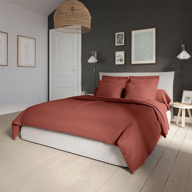 Housse de couette   Percale Brique 200x200 cm