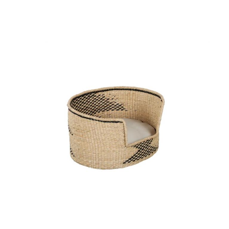 Panier ovale pour chien et chat en jonc de mer coussin écru