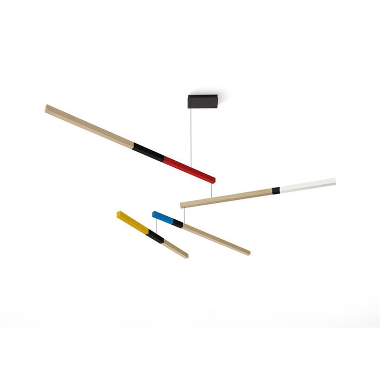 Mobile suspension tasso cub en bois multicolore