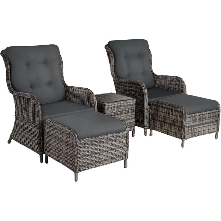 Salon de jardin pour 2 à 4 personnes résistant aux intempéries gris