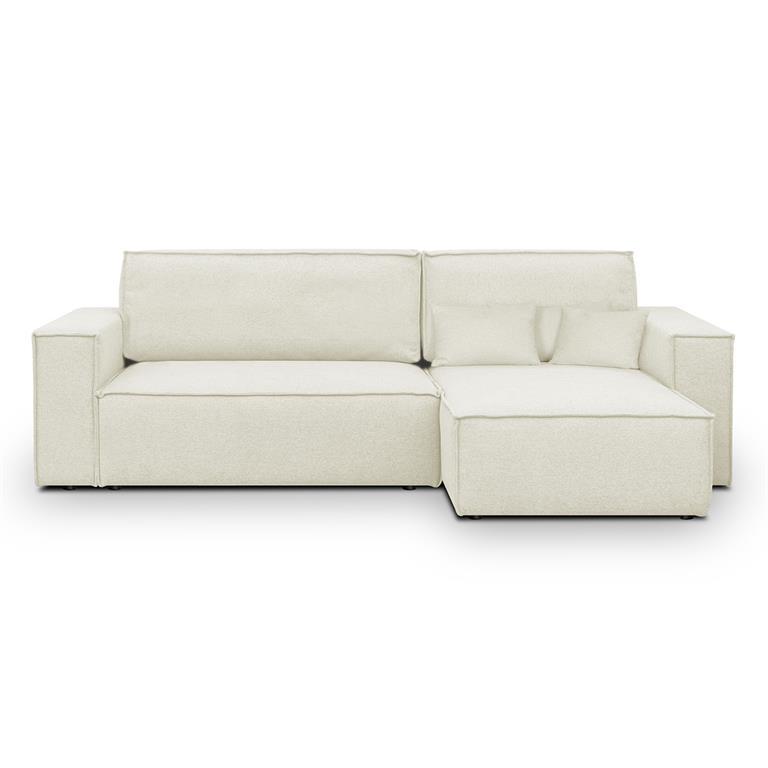 Canapé d'angle convertible 4 places en tissu ivoire