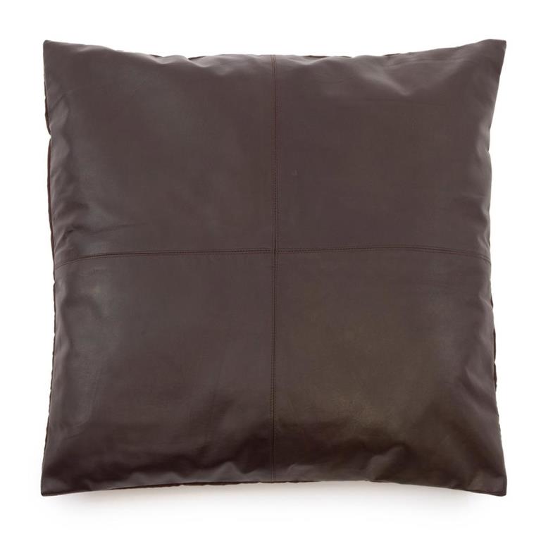 Coussin en cuir marron 60x60