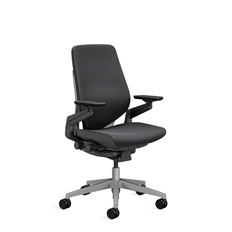 Chaise de bureau ergonomique en tissu noir 66 x 62