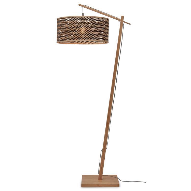 Lampadaire bambou abat-jour bambou naturel/noir