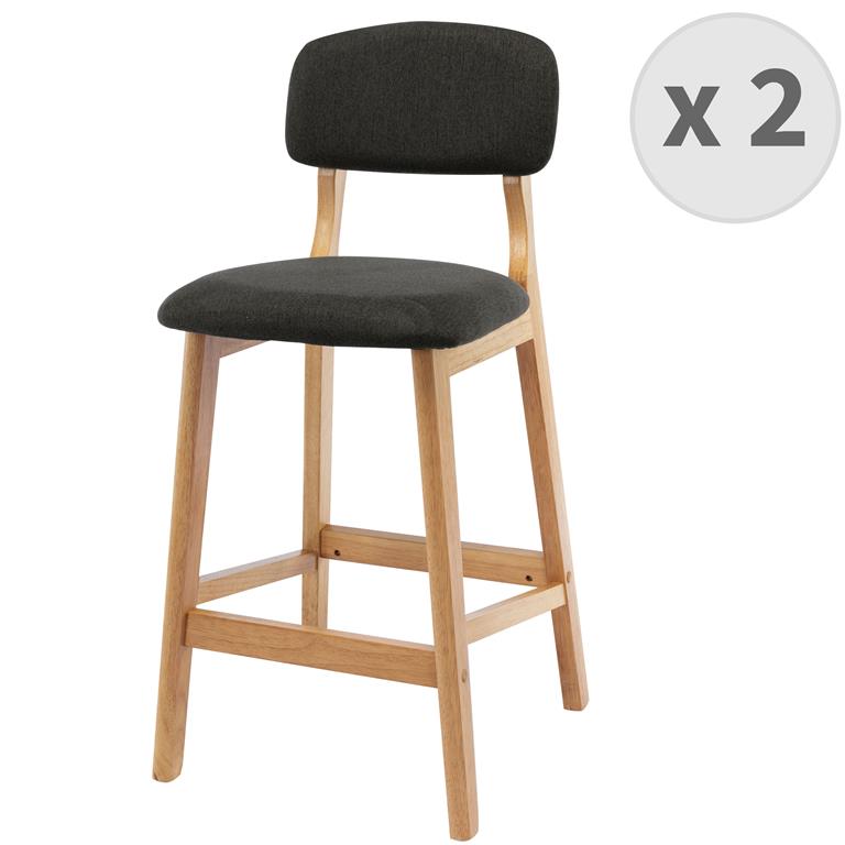 Chaise de bar en tissu Anthracite et bois massif
