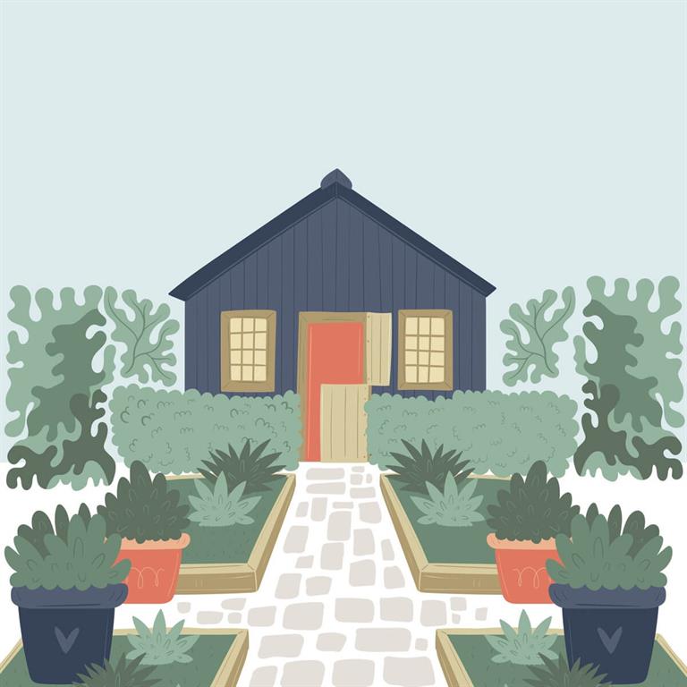Tableau sur toile maison 90x90