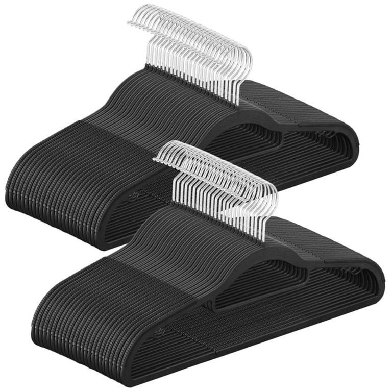 Cintres 50 pièces antidérapant crochet pivotant à 360° argent noir