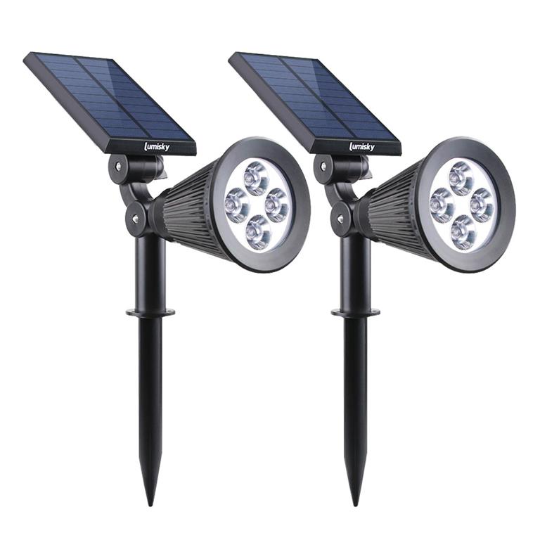 Lot de 2 spots solaires projecteurs Plastique Noir 100LM