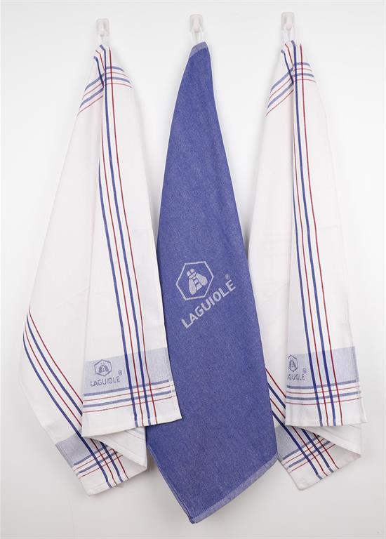 Lot de 3 torchons assortis Géo Laguiole - 9270105 - Bleu - Coton - Taille 