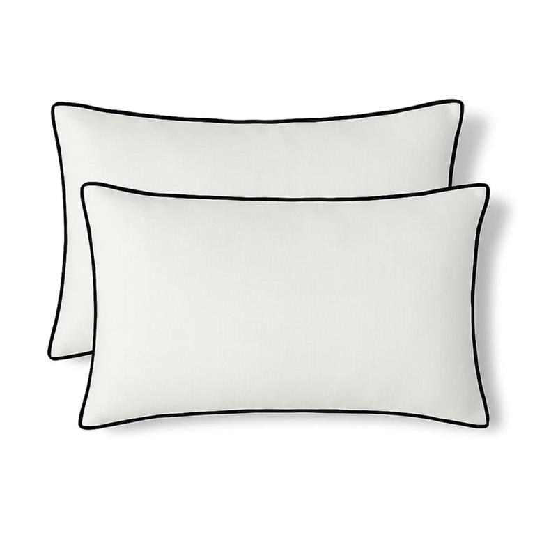 Lot de 2 housses de coussin toile de coton blanc & noir 60x40