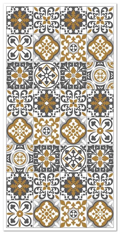 Tapis vinyle carreaux ciments triana orange 80x200cm