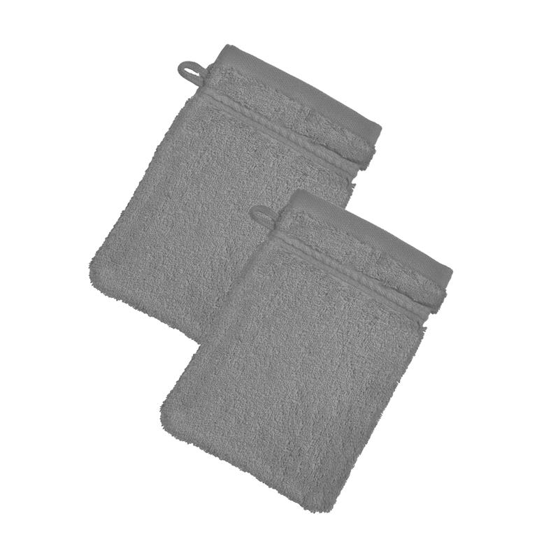 Lot de 2 gants de toilette 15x21 gris silex en coton