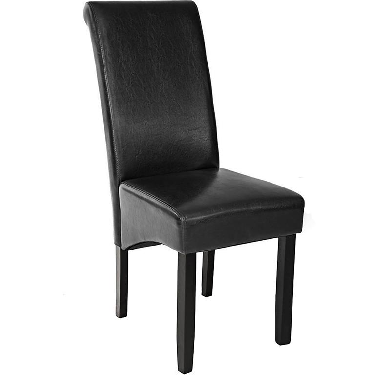 Chaise de salle à manger cuir synthétique Forme ergonomique noir
