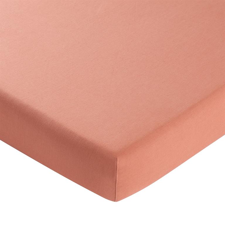 Drap-housse 140x200x28 rose blush en lin