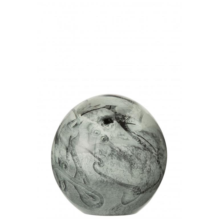 Presse-papier lignes verre blanc/gris H18cm