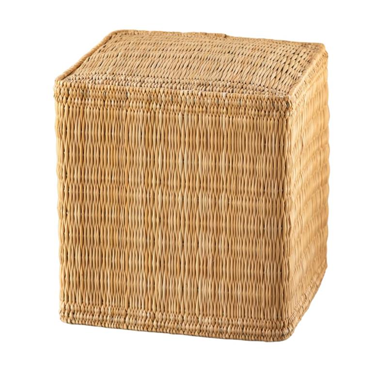 Pouf en paille tressée fait main osier naturel 40 x 40