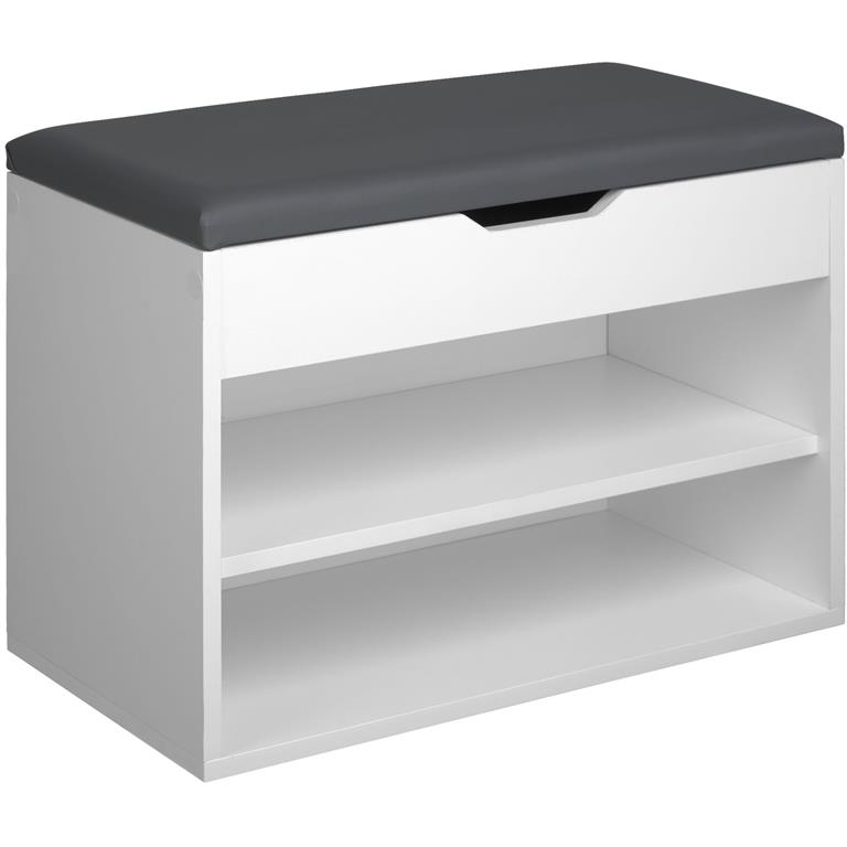 Banc à chaussures Pour 6 paires avec Assise rembourrée blanc