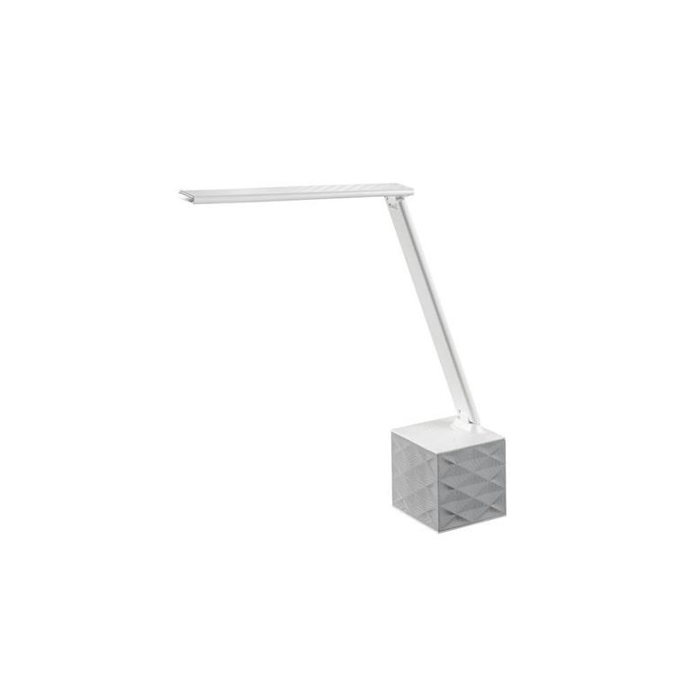 Lampe de bureau moderne avec port USB et haut-parleur en métal blanc