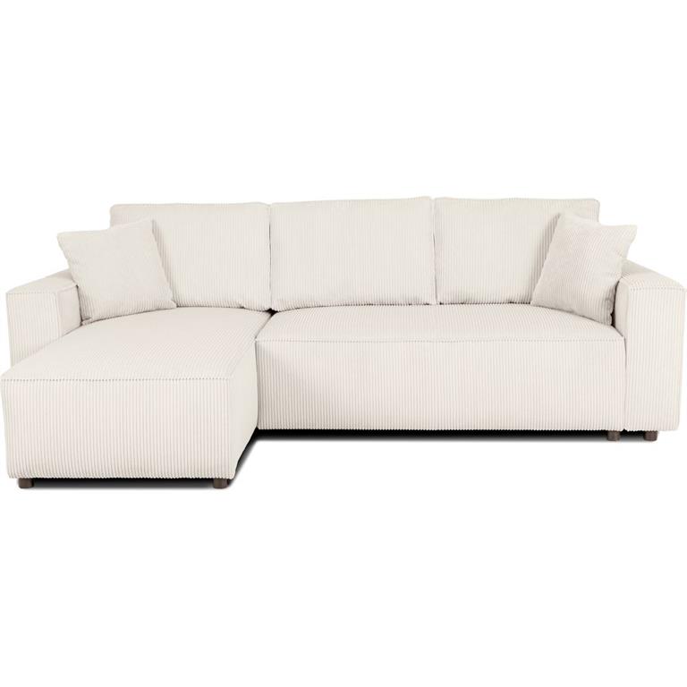 Canapé d'angle réversible convertible 4 places en velours côtelé beige