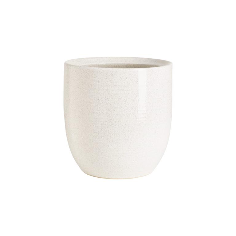 Cache-pot décoratif en grès blanc H24