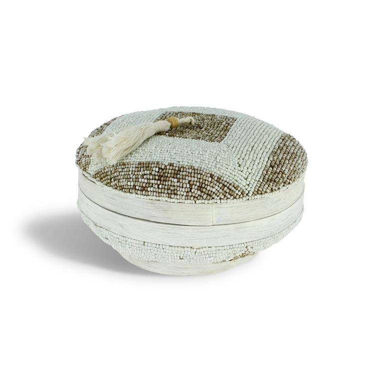 Boite en bambou ornée de perles 20cm