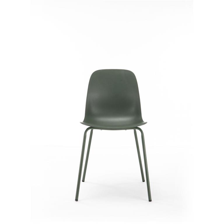 Lot de 4 chaises en plastique et métal - Vert kaki