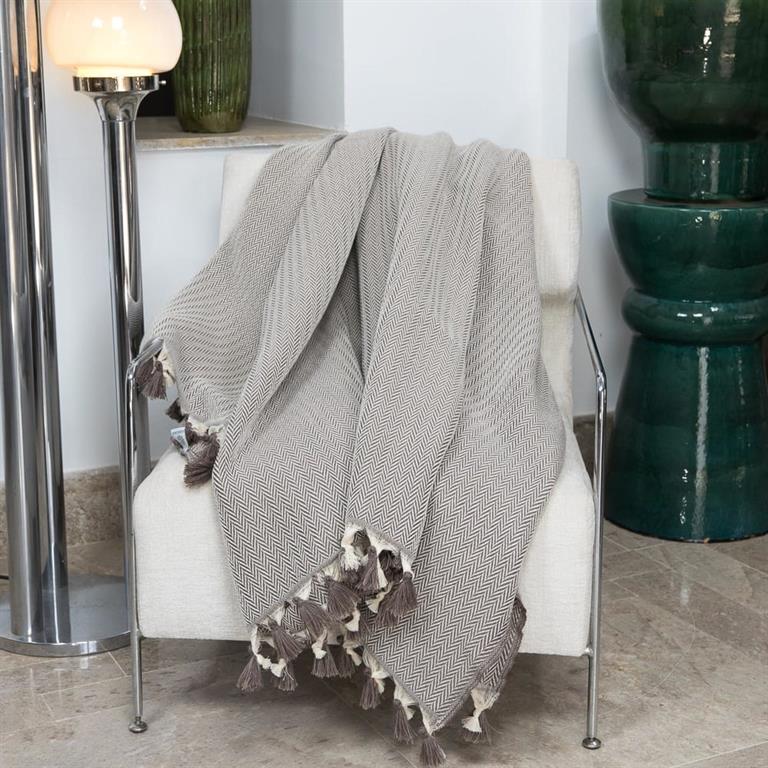 Plaid laine taupe 160x250